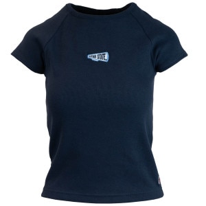 Utah State Megaphone Patch Ribbed Cap Sleeve T-Shirt navy
